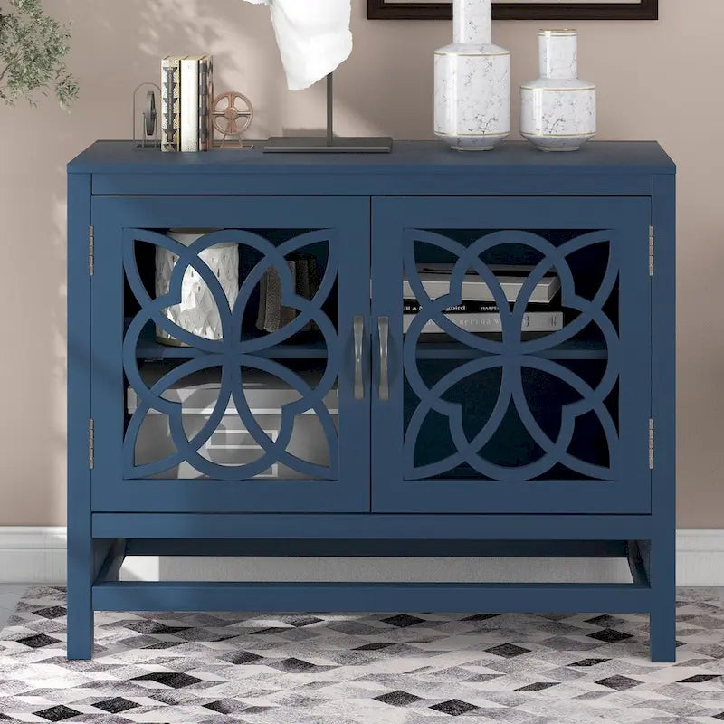 Buffet de salle à manger en bois avec portes et étagère réglable