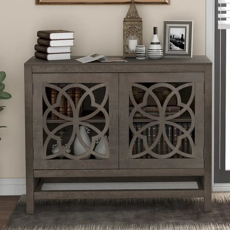 Buffet de salle à manger en bois avec portes et étagère réglable