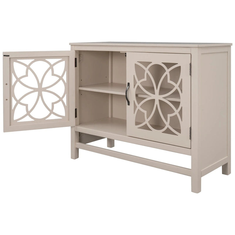 Buffet de salle à manger en bois avec portes et étagère réglable