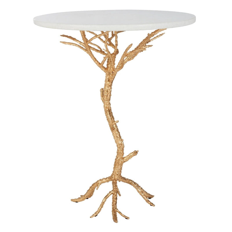Table d'appoint en laiton et granit blanc