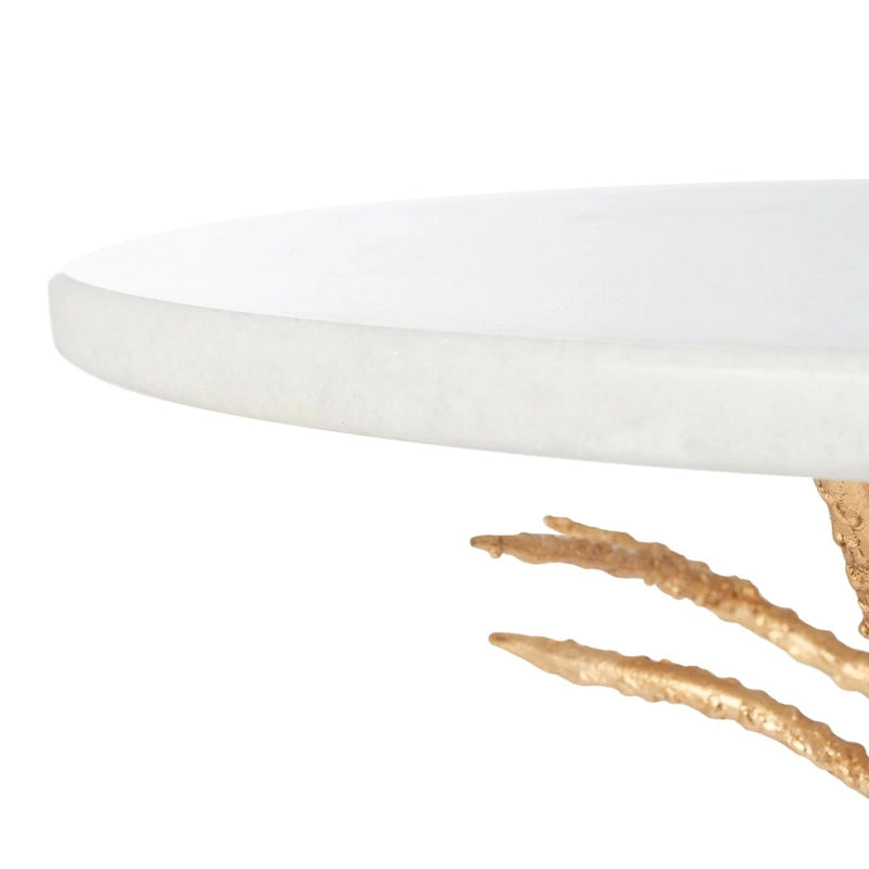 Table d'appoint en laiton et granit blanc