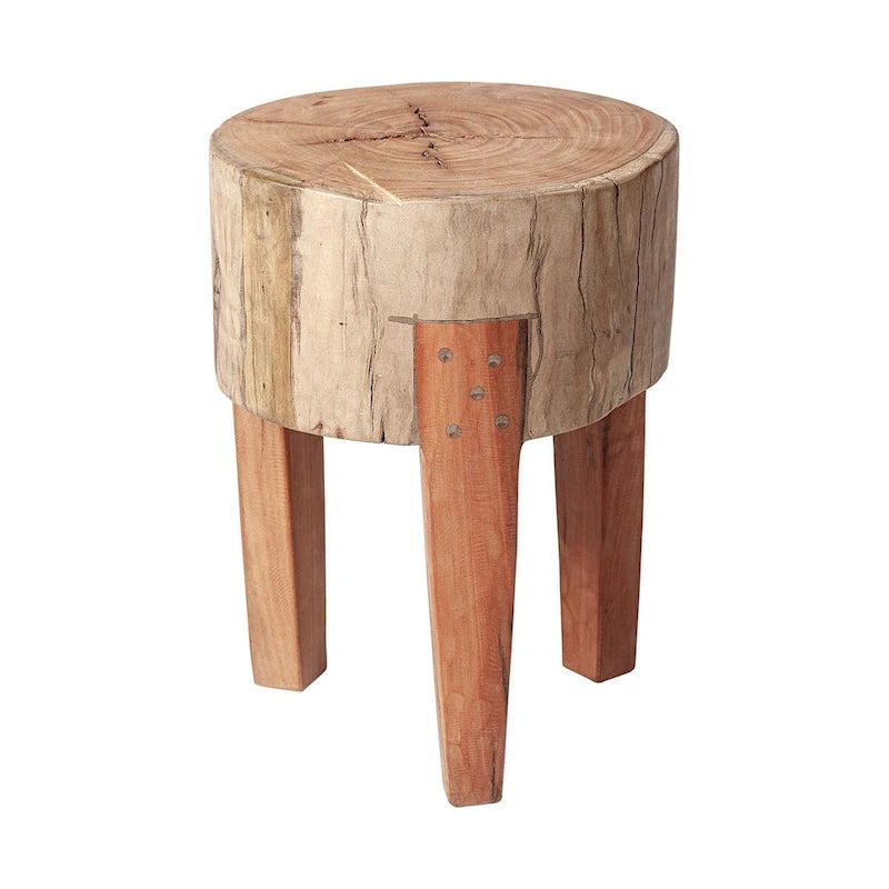 Tabouret rustique en bois massif recyclé