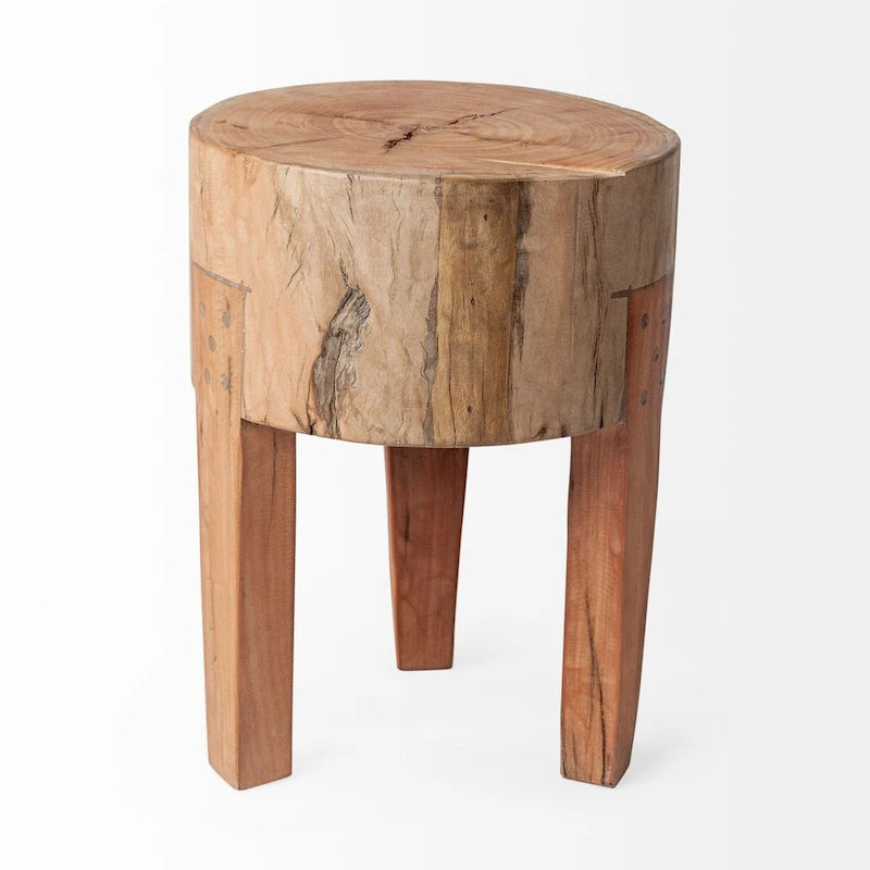 Tabouret rustique en bois massif recyclé