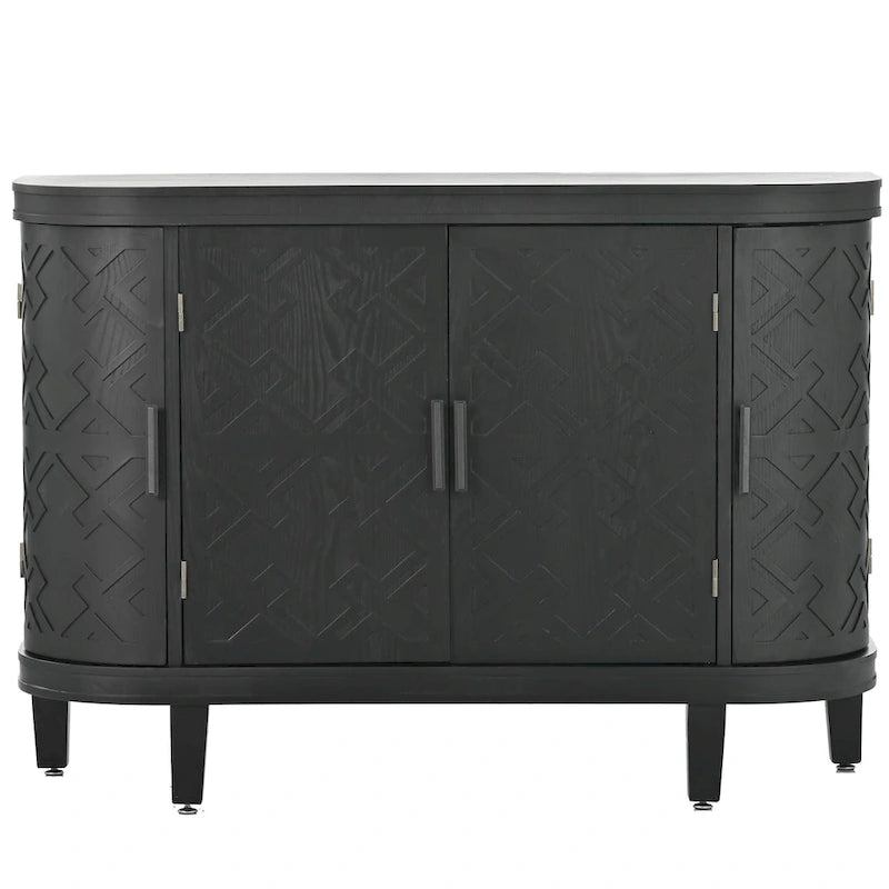 Bahut de rangement d'appoint, meuble en bois avec portes à motifs antiques pour couloir, entrée, salon