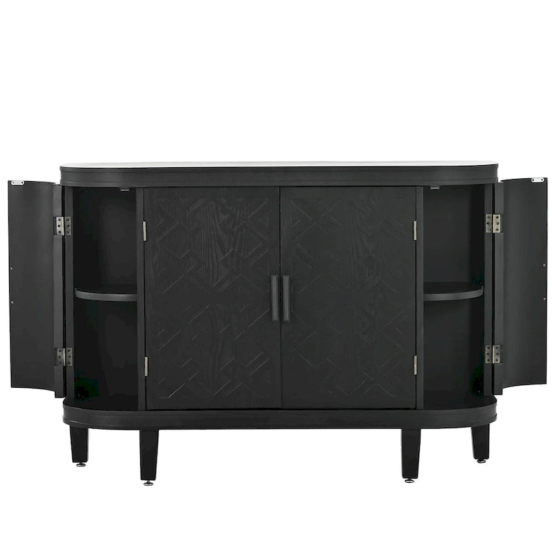 Bahut de rangement d'appoint, meuble en bois avec portes à motifs antiques pour couloir, entrée, salon
