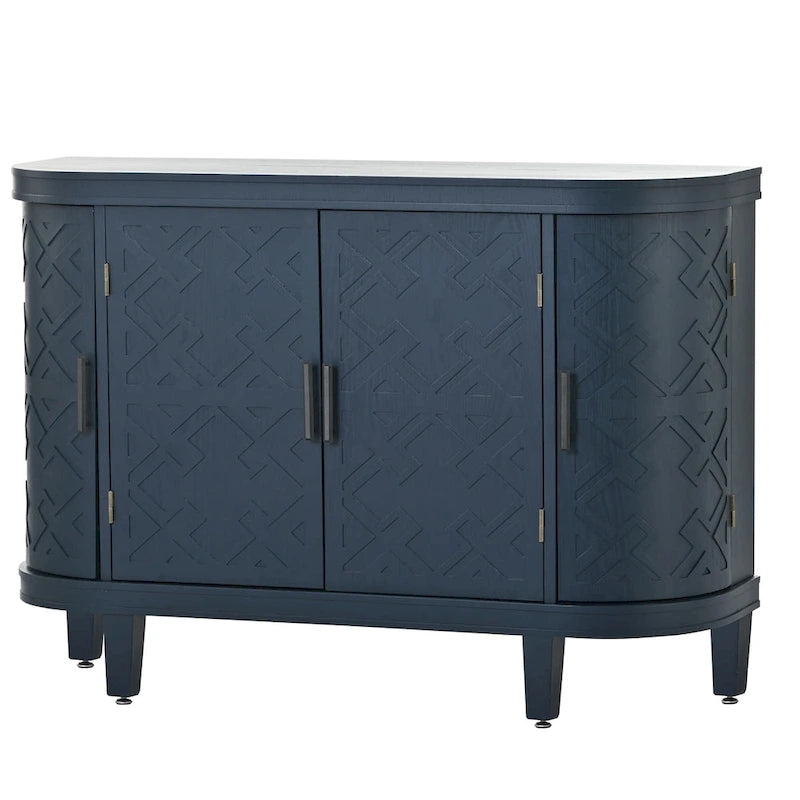 Bahut de rangement d'appoint, meuble en bois avec portes à motifs antiques pour couloir, entrée, salon
