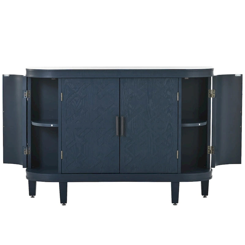 Bahut de rangement d'appoint, meuble en bois avec portes à motifs antiques pour couloir, entrée, salon