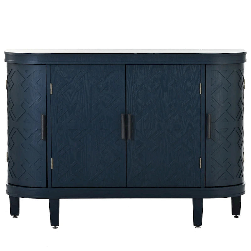 Bahut de rangement d'appoint, meuble en bois avec portes à motifs antiques pour couloir, entrée, salon