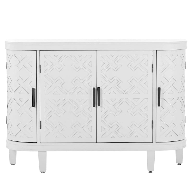 Bahut de rangement d'appoint, meuble en bois avec portes à motifs antiques pour couloir, entrée, salon