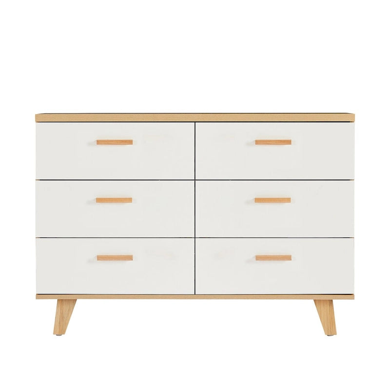 Commode tiroirs en bois massif, meuble de rangement, chêne blanc moderne