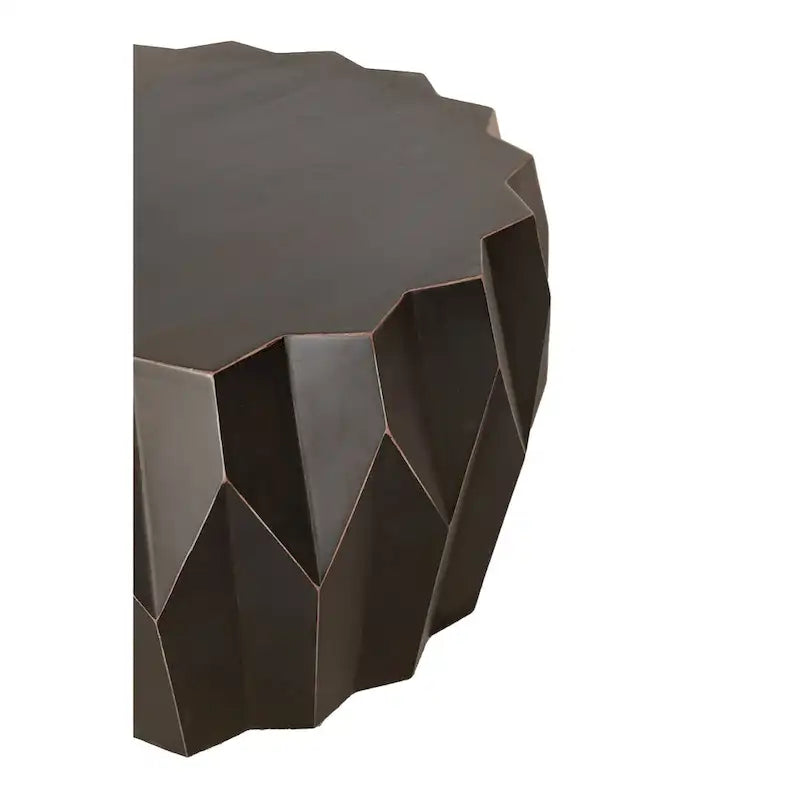 Table basse ronde en bois massif noir vieilli de 29 po
