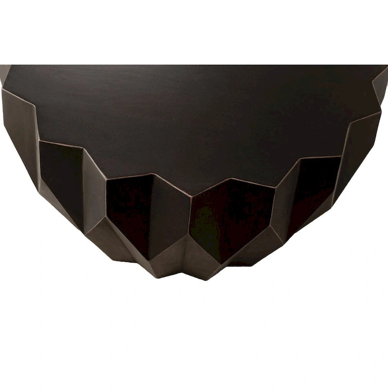Table basse ronde en bois massif noir vieilli de 29 po