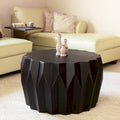 Table basse ronde en bois massif noir vieilli de 29 po