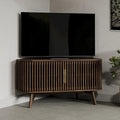 Meuble TV d'angle en bois avec accents du milieu du siècle