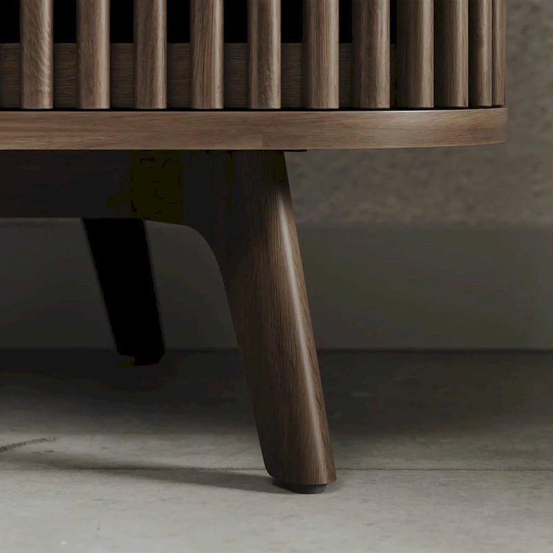 Meuble TV d'angle en bois avec accents du milieu du siècle