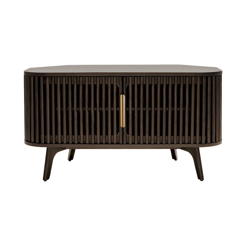 Meuble TV d'angle en bois avec accents du milieu du siècle