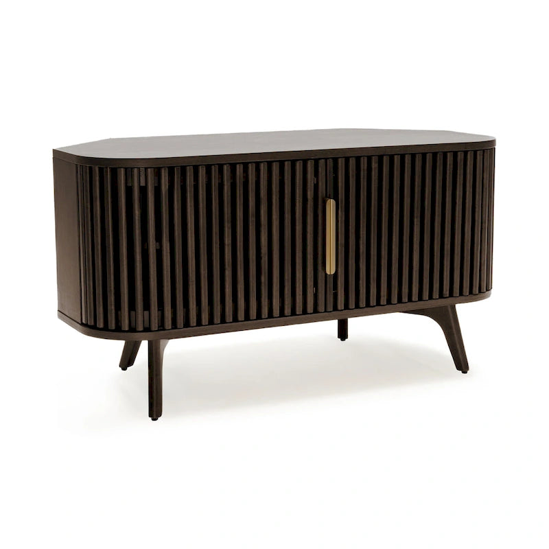 Meuble TV d'angle en bois avec accents du milieu du siècle