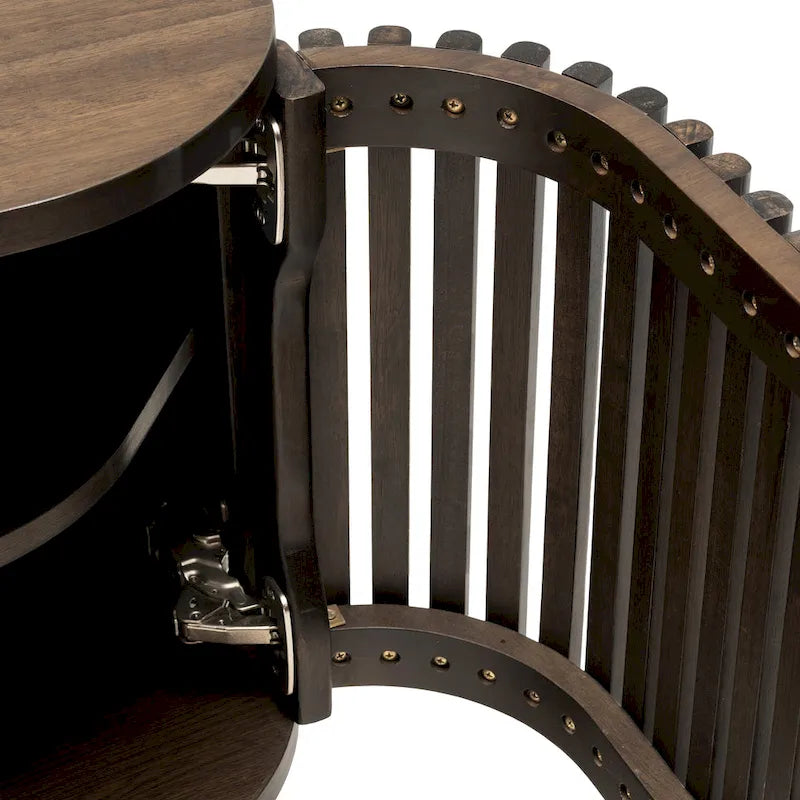 Meuble TV d'angle en bois avec accents du milieu du siècle