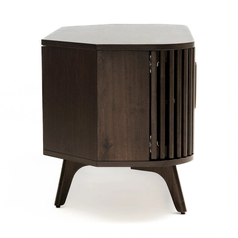 Meuble TV d'angle en bois avec accents du milieu du siècle