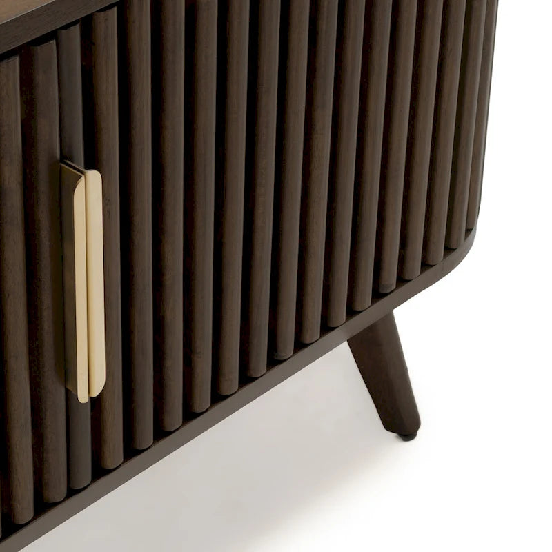 Meuble TV d'angle en bois avec accents du milieu du siècle