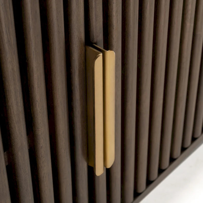 Meuble TV d'angle en bois avec accents du milieu du siècle