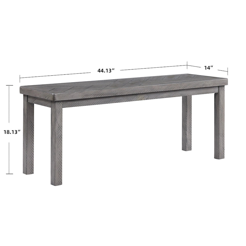 Banc d'entrée/salle à manger en bois motif chevron de 44 po de long