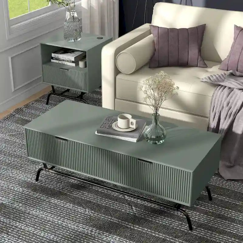 Ensemble de table basse et de table d'appoint modernes deux pièces