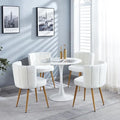 Table à manger ronde avec 4 chaises en tissu peluche Teddy