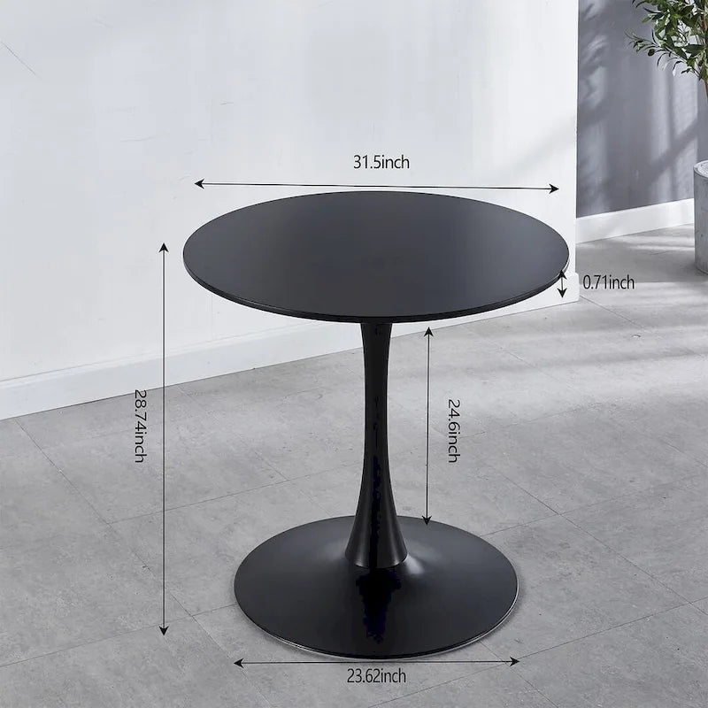 Table à manger ronde avec 4 chaises en tissu peluche Teddy