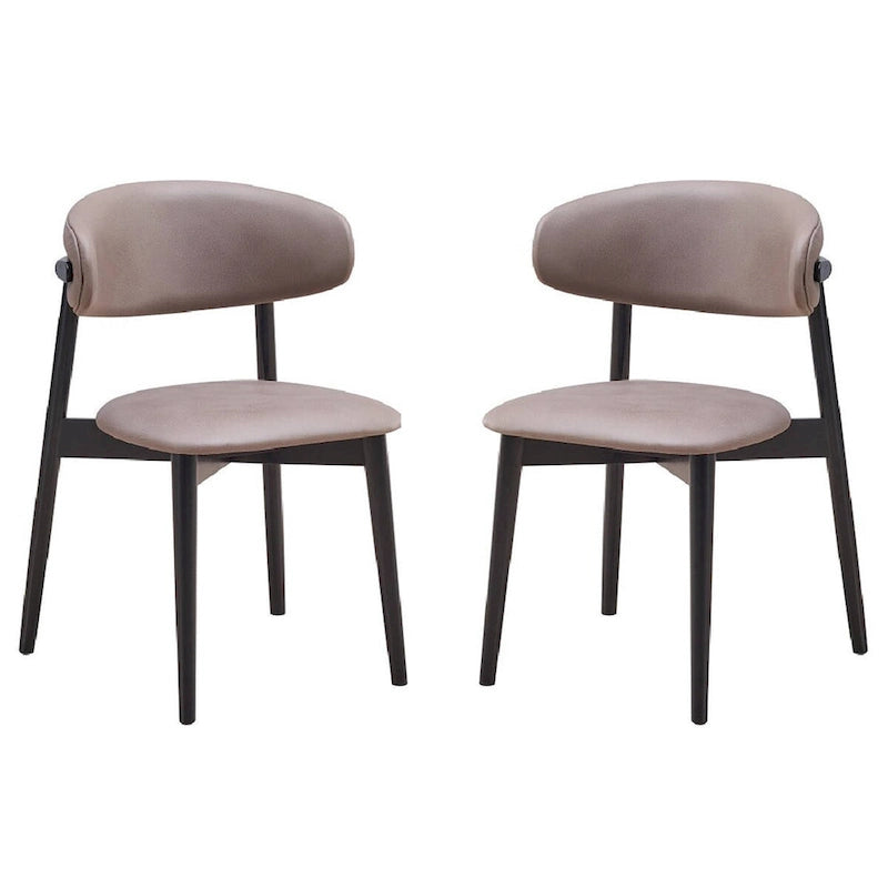 Lot de 2 chaises de salle à manger de 23 pouces, pieds tournés, tissu gris, noir