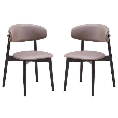 Lot de 2 chaises de salle à manger de 23 pouces, pieds tournés, tissu gris, noir