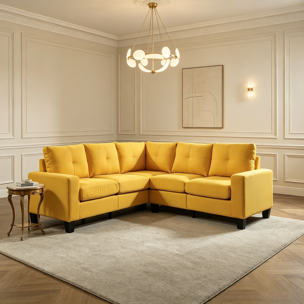 Canapé d'angle 2 pièces en sergé de polyester de 82 po de largeur - 32L x 82W x 35H