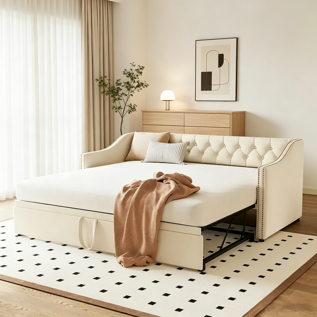 Lit de repos moderne pour une personne avec lit gigogne relevable